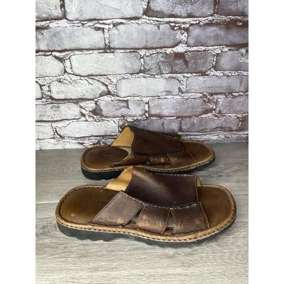 Rockport Brown Leather Cushion Open Toe Casual Slides Sandals Men Sz 11M US/44EU - Picture 3 of 16